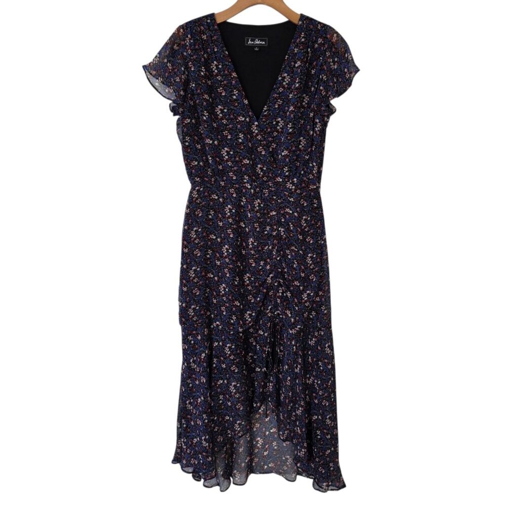 Sam Edelman Dress Blue Multicolor Floral Lined Dress size 2 Summer Spring Party
